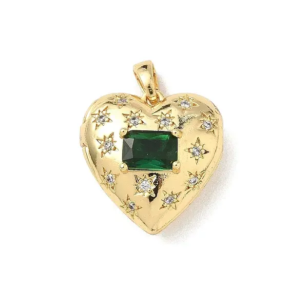 Brass Micro Pave Cubic Zirconia Locket Pendants