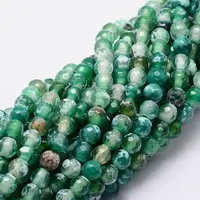 Faceted Natural Agate Round Beads Strands