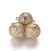 Brass Micro Pave Cubic Zirconia Magnetic Clasps with Loops