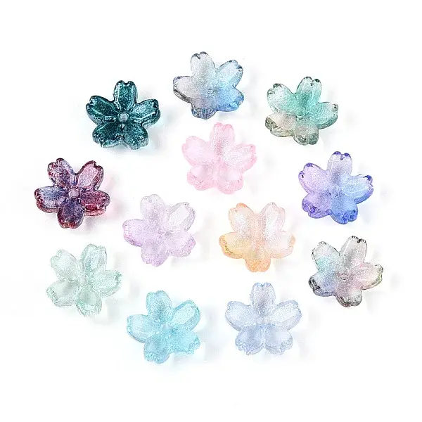 Baking Painted Transparent Glass Bead Caps