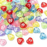 Transparent Acrylic Heart Horizontal Hole Letter Beads