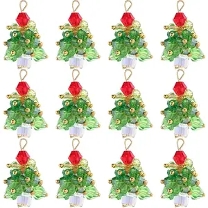 20Pcs Christmas Tree Glass Pendants
