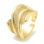 Brass Micro Pave Cubic Zirconia Open Cuff Ring