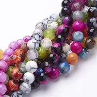Natural Fire Crackle Agate Beads Strands