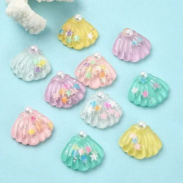 10Pcs 5 Colors Ocean Theme Translucent Resin Cabochons