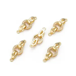 Brass Micro Pave Cubic Zirconia Fold Over Clasps