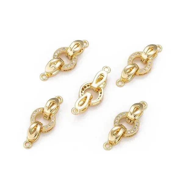 Brass Micro Pave Cubic Zirconia Fold Over Clasps