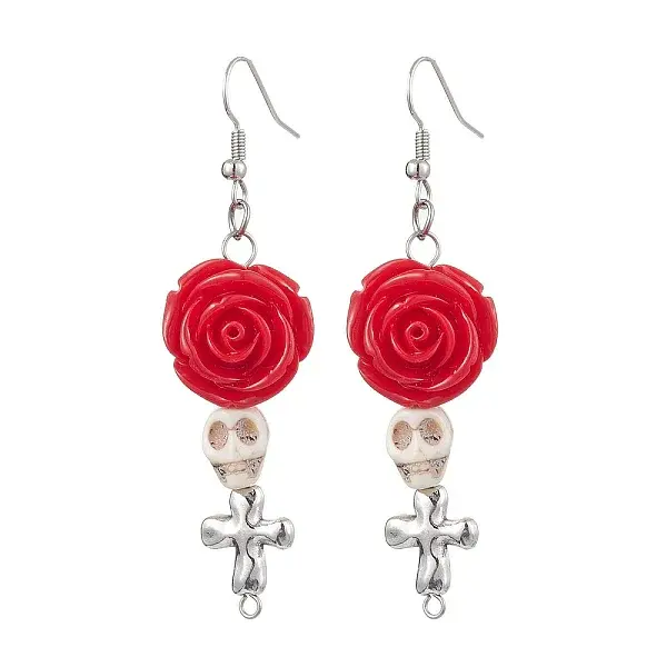 Resin and Synthetic Turquoise Dangle Earrings