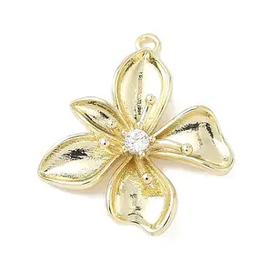 Brass Micro Pave Clear Cubic Zirconia Pendants