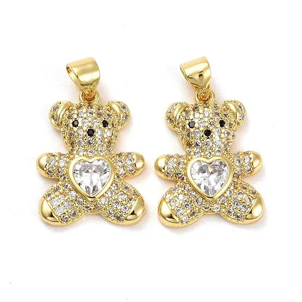 Brass Micro Pave Cubic Zirconia Pendants