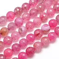 Dyed Natural Agate Faceted Round Beads Strands