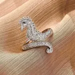 Brass Micro Pave Cubic Zirconia Adjustable Open Cuff Rings for Women