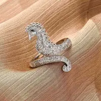 Brass Micro Pave Cubic Zirconia Adjustable Open Cuff Rings for Women