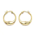 Brass Micro Pave Clear Cubic Zirconia Hoop Earrings