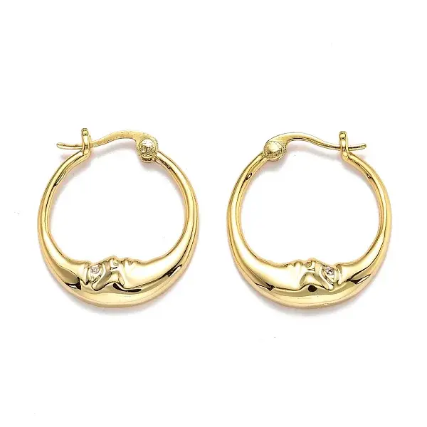 Brass Micro Pave Clear Cubic Zirconia Hoop Earrings