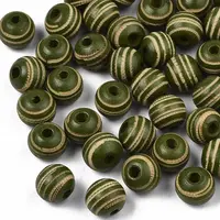 Painted Natural Wood Beads