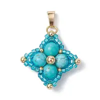 Synthetic Turquoise & Glass Seed Beaded Woven Pendants