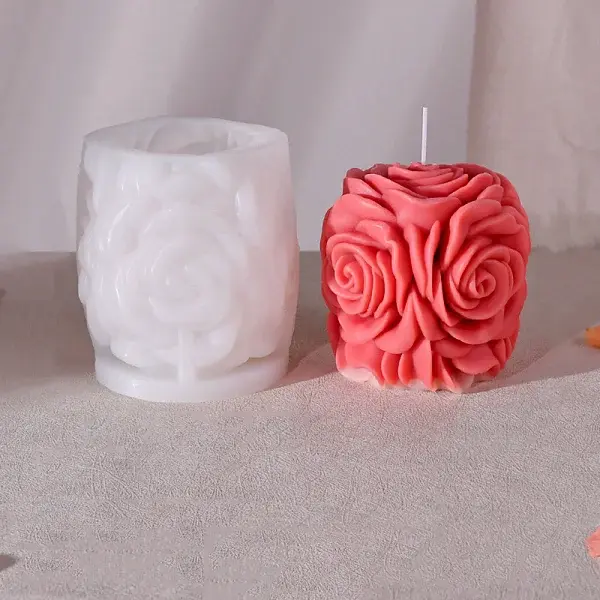 Valentine's Day 3D Rose Pillar DIY Candle Silicone Molds