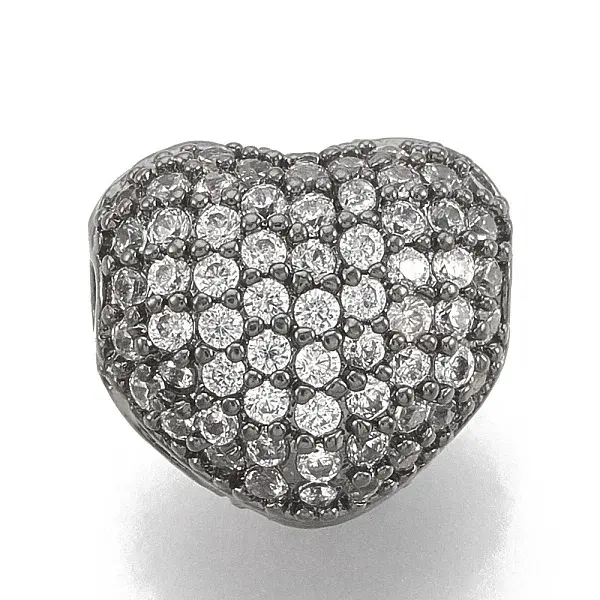 Brass Micro Pave Cubic Zirconia Beads