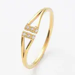 Ion Plating(IP) 304 Stainless Steel Triangle Open Cuff Ring with Cubic Zirconia