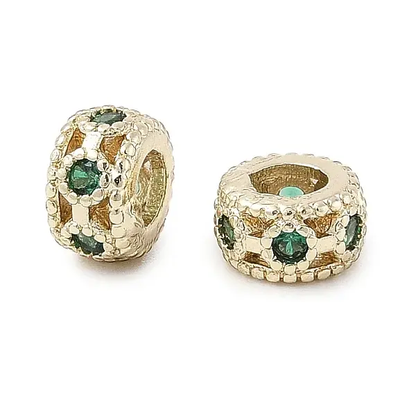 Brass Micro Pave Cubic Zirconia Beads