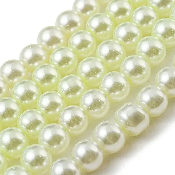 Baking Painted Pearlized Glass Pearl Round Bead Strands