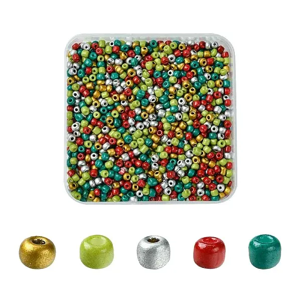 50G 5 Colors Christmas Theme Baking Paint Glass Seed Beads