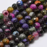 Faceted Natural Fire Crackle Agate Beads Strands