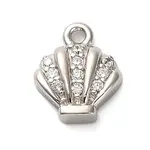925 Sterling Silver Micro Pave Clear Cubic Zirconia Shell Shaped Charms