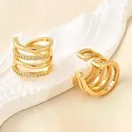 Brass Micro Pave Clear Cubic Zirconia Cuff Earrings