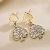 Brass Micro Pave Clear Cubic Zirconia Dangle Stud Earrings