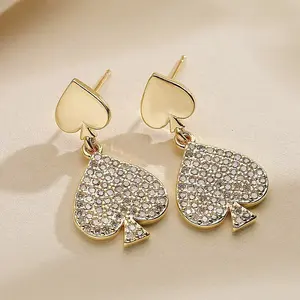 Brass Micro Pave Clear Cubic Zirconia Dangle Stud Earrings