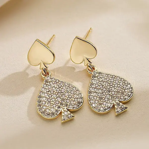 Brass Micro Pave Clear Cubic Zirconia Dangle Stud Earrings