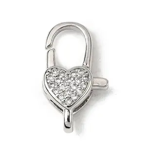 Brass Clear Cubic Zirconia Lobster Claw Clasps