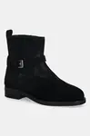 Semišové boty Tommy Hilfiger TH BUCKLE RIDING SUEDE BOOTIE