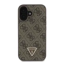 Zadní kryt Guess PU 4G Strass Triangle Metal Logo + Crossbody popruh pro Apple iPhone 16, hnědá