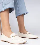 Gemre Beige elegant loafers with gold decoration and rhinestones Kalisa