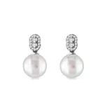 Náušnice z bílého zlata s diamanty a perlami KLENOTA
