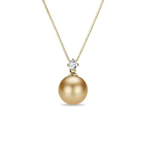 Zlatý přívěsek s diamantem a perlou Jižního Pacifiku KLENOTA