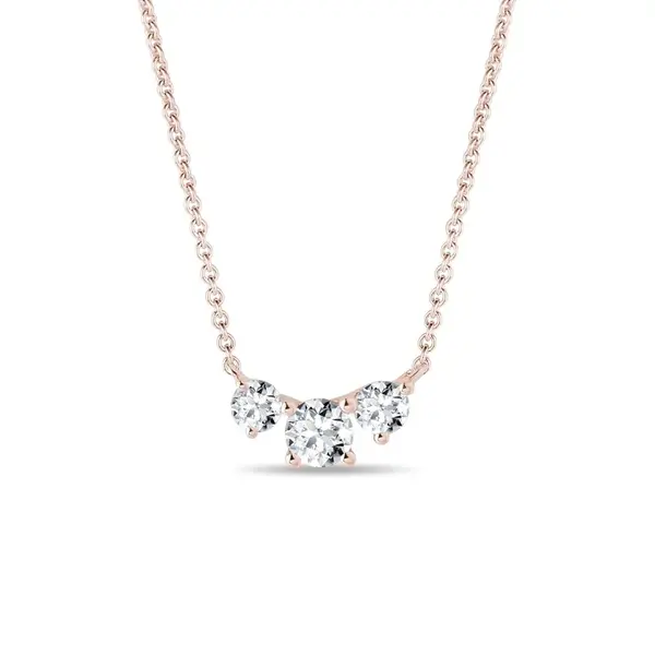 Náhrdelník se třemi diamanty v růžovém zlatě KLENOTA