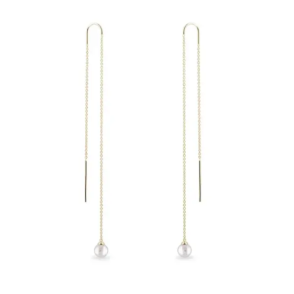 Visací perlové náušnice ze žlutého zlata KLENOTA