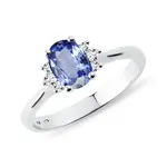Zásnubný prsteň s ceylónskym zafírom v bielom zlate KLENOTA