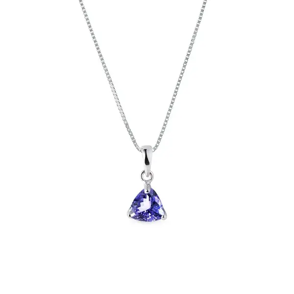 Prívesok z bieleho zlata s tanzanitom vo výbruse trilión KLENOTA