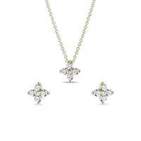 Štvorlístková súprava zo zlatého zlata s briliantmi KLENOTA