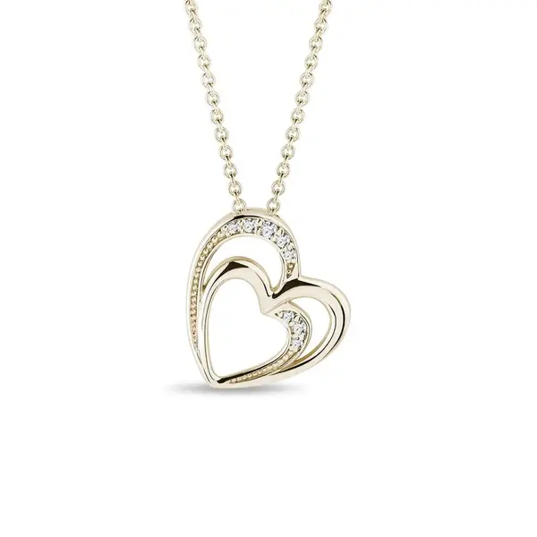 Diamantový náhrdelník dvojité srdce zo zlata KLENOTA