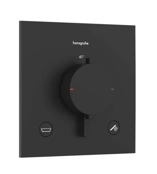 Hansgrohe Ecostat Comfort E - Termostatická baterie pod omítku, pro 2 spotřebiče, matná černá 33716670