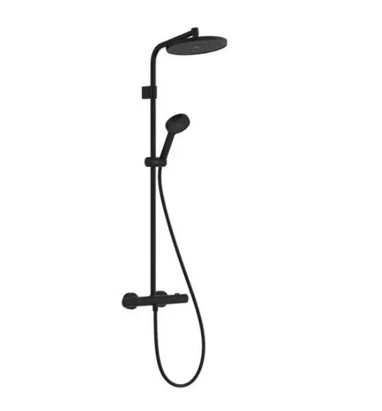 Hansgrohe Activera S - Sprchový set s termostatem, průměr 24 cm, 2 proudy, EcoSmart+, matná černá 28083670
