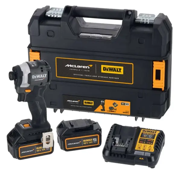 DeWALT Nářadí - 18V AKU rázový utahovák, 2x aku 5,0 Ah XR, nabíječka, McLaren DCF85MP2T