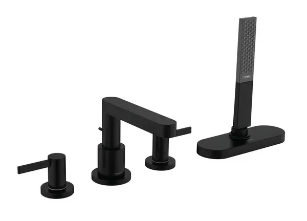 Hansgrohe Finoris - Baterie na okraj vany, 4-otvorová instalace, sBox, matná černá 76444670