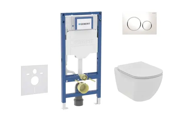Geberit Duofix - Set predstenovej inštalácie, klozetu Tesi a dosky softclose, tlačidlo Sigma20, biela/chróm SANI11CD3111